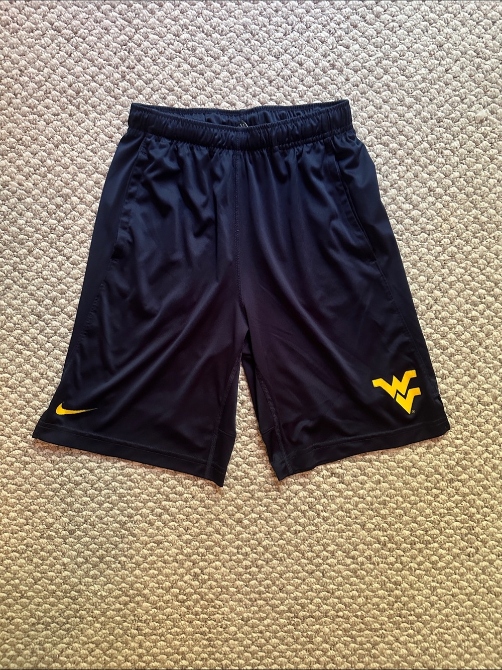 Nike Boy’s Blue Athletic Shorts with Yellow WV Logo